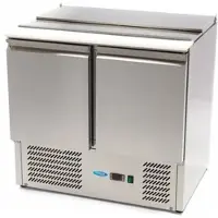 Maxima Professionelle Gekühlte Saladette 257L, 90cm, 2 Türen, mit Kunststoff-Schneidebrett und Digitaler Steuerung |