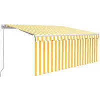 vidaXL Markise Manuell Einziehbar mit Rollo & LED 3x2,5 m Gelb & Weiß