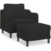 vidaXL Sessel mit Hocker Schwarz 60 cm Stoff