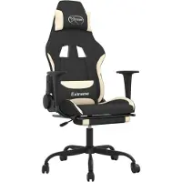 vidaXL Gaming-Stuhl mit Fußstütze Schwarz und Creme Stoff