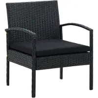 vidaXL Gartenstuhl mit Kissen Poly Rattan Schwarz