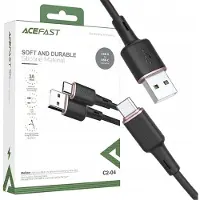 Acefast C2-04, 1,2 m, USB A, USB C, Schwarz