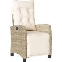 vidaXL Gartensessel mit Fußteil 2 Stk. Verstellbar Beige Poly Rattan