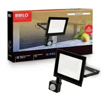 Briloner LED Strahler außen Bewegungsmelder 14x19 cm Rechteckig 30W 2700lm 4000K Neutralweiß IP65 Staub- und Strahlwasserschutz Schwarz - Fluter Garten Garage Auffahrt