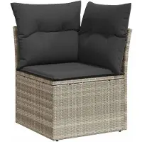 vidaXL 6-tlg. Garten-Sofagarnitur mit Kissen Hellgrau Poly Rattan
