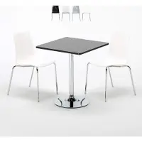 GRAND SOLEIL Schwarz Quadratisch Tisch und Stühle Farbiges Transparent Lollipop Platinum - Weiß