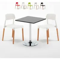 AHD Amazing Home Design Schwarz Quadratisch Tisch und 2 Stühle Farbiges Polypropylen-Innenmastenset Barcellona Mojito - Weiß