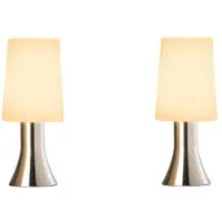 Dapo Leuchten 2 x Moderne Nachttischleuchte Tischleuchte Jannis mit Touch Dimmer chrom