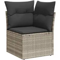 vidaXL 6-tlg. Garten-Sofagarnitur mit Kissen Hellgrau Poly Rattan