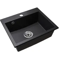 Kondela Granitspülbecken mit Siphon Siven 55 58x49 cm - Schwarz