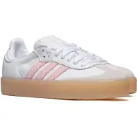 Adidas SAMBAE W Damen Sneaker aus weißem Leder mit niedrigem Schaft und runder Zehenform