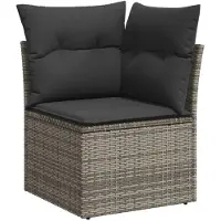 vidaXL 8-tlg. Garten-Sofagarnitur mit Kissen Grau Poly Rattan