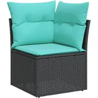 vidaXL 10-teiliges Gartensofa-Set mit Kissen, schwarzes Polyrattan