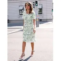 Witt Sommerkleid "Druck-Kleid Druckkleid in Georgette-Qualität", Damen, Gr. 38, N-Gr, grün (weiß, eucalyptus, bedruckt), Elegant, Rundhals, Kleider Sommerkleid