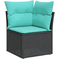 vidaXL 5-tlg. Garten-Sofagarnitur mit Kissen Schwarz Poly Rattan