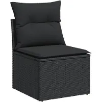 vidaXL 9-tlg. Garten-Sofagarnitur mit Kissen Schwarz Poly Rattan