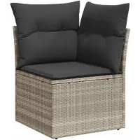 vidaXL 7-tlg. Garten-Sofagarnitur mit Kissen Hellgrau Poly Rattan