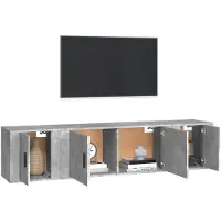vidaXL 3-tlg. TV-Schrank-Set Betongrau Holzwerkstoff
