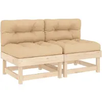 vidaXL Mittelsofas mit Kissen 2 Stk. Massivholz Kiefer