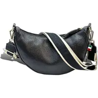 DrachenLeder Florence Leder Tasche Damen Umhängetasche Citytasche schwarz 33x10x17cm inklusive Italien Flagge D2OTF823S