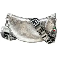 DrachenLeder Florence Leder Tasche Damen Umhängetasche Citytasche silber 33x10x17cm inklusive Italien Flagge D2OTF823J