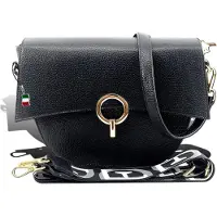 DrachenLeder Florence Leder Tasche Damen Umhängetasche Citytasche schwarz 30x8x22cm inklusive Italien Flagge D2OTF824S