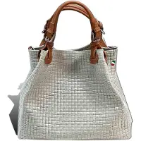 DrachenLeder Florence Tasche Damen Umhängetasche grau braun Leder Handtasche D2OTF164K