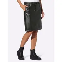 Inspirationen Lederimitatrock , Damen, Gr. 36, grün (schwarz), 100% Polyester, unifarben, kurz, Röcke Lederimitatrock