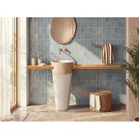 Vente-unique Standwaschbecken - Marmor - Cremefarben - LANTA
