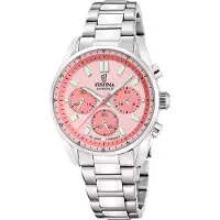 Festina F20753/4 Armbanduhr Boyfriend Chronograph Stahl/Lachsfarben