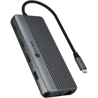 Icy Box 12-in-1 DockingStation mit dreifacher Videoausgabe, Kabelgebunden, USB 3.2 Gen 1 (3.1 Gen 1) Type-C, 100 W, 3,5 mm, 10,100,1000 Mbit/s, Anthrazit
