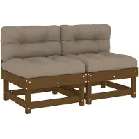 vidaXL Mittelsofas mit Kissen 2 Stk. Honigbraun Massivholz Kiefer