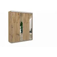 BM-Möbel A4 Schlafzimmerschrank mit 2 Schiebetüren und Spiegel - Artisan - 200 x 62 x 215 cm