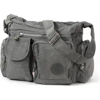 Jennifer Jones Bag Street Damenhandtasche Tasche Nylon grau 30x12x22 OTJ205K
