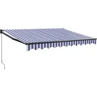 vidaXL Markise Einziehbar Blau und Weiß 3x2,5 m Stoff und Aluminium