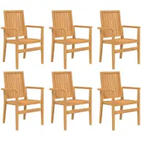 vidaXL Gartenstühle 6 Stk. Stapelbar 56,5x57,5x91 cm Massivholz Teak