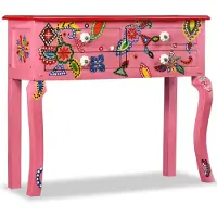 vidaXL Konsolentisch Massivholz Mango Rosa Handbemalt