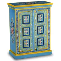 vidaXL Sideboard Massivholz Mango Türkis Handbemalt