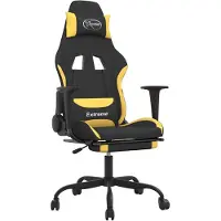 vidaXL Gaming-Stuhl mit Massage & Fußstütze Schwarz und Gelb Stoff