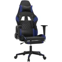 vidaXL Gaming-Stuhl mit Massage & Fußstütze Schwarz & Blau Kunstleder