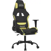 vidaXL Gaming-Stuhl mit Massage & Fußstütze Schwarz und Hellgrün Stoff