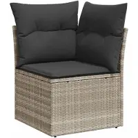 vidaXL 8-tlg. Garten-Sofagarnitur mit Kissen Hellgrau Poly Rattan