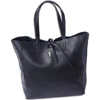 DrachenLeder Florence ital. Echtleder Damen schwarz Shopper 30x35x15 OTF112S