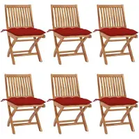 vidaXL Klappstühle mit Kissen, 6-teilig, Massivholz Teakholz