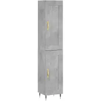 vidaXL Highboard Betongrau 34,5x34x180 cm Holzwerkstoff