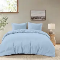 OEM Bettwäsche-Set 200x200 cm mit 2 Kissenbezügen 80x80 cm - Blauw - 200x200er Bettwäsche aus 100 % Microfaser