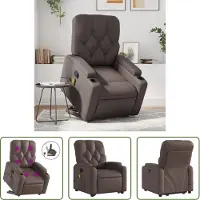 The Living Store Massagesessel mit Aufstehhilfe Braun Kunstleder