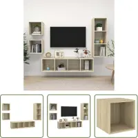 The Living Store 4-tlg. TV-Schrank-Set Sonoma-Eiche Holzwerkstoff