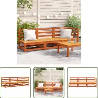 The Living Store Gartensofa 3-Sitzer Wachsbraun Massivholz Kiefer