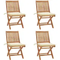 vidaXL Klappstühle mit Kissen, 4-teilig, Massivholz Teakholz